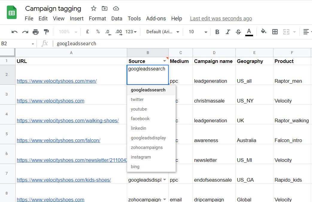Data validation dropdown
